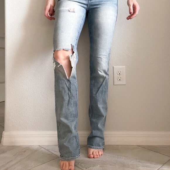 Vintage Distressed Madewell Rail Straight Jeans - Classic 90s Style Denim - Picture 2 of 10